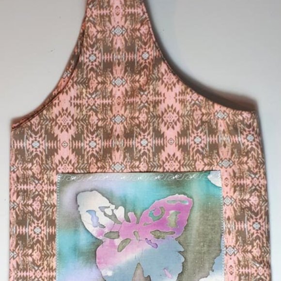 Handcrafted everlasting gift bag. Satchel style with front pocket. 100% cotton - Picture 1 of 3
